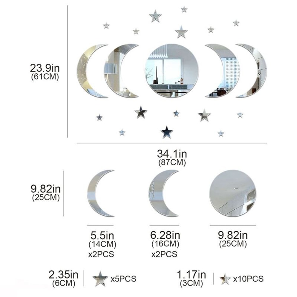 Acrylic Star Moon Shape Wall Stickers For Living Room And Bedroom Decor 3
