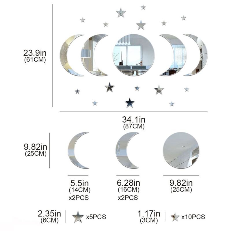 Acrylic Star Moon Shape Wall Stickers For Living Room And Bedroom Decor 3