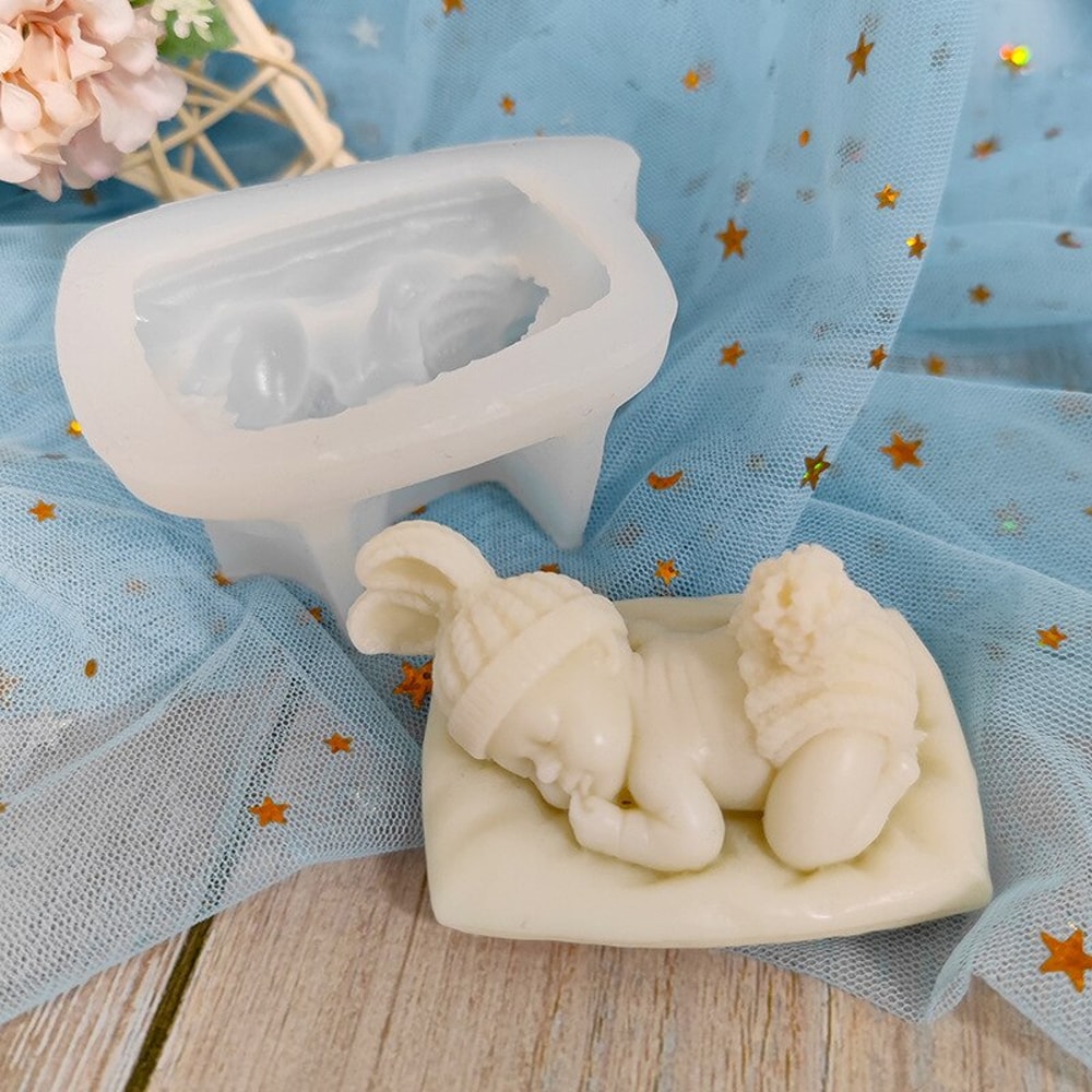 Translucent Baby Sleeping Silicone Mold For Candle Making Home Decor 0