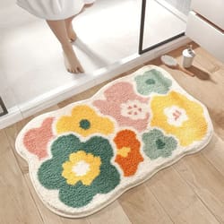 cute flower bathroom rug, soft & absorbent non-slip bath mat for a cozy bathroom experience