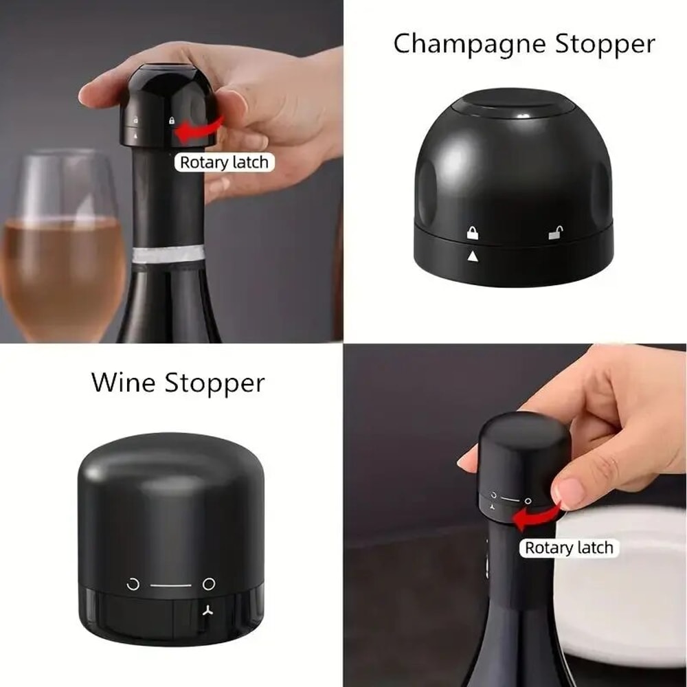 Black Wine Bottle Stoppers LeakProof Sealing Caps For Wine Champagne And Spirits Preservation Min 4