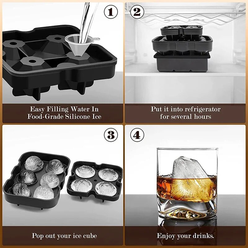 Silicone Ice Cube Tray With Lid Reusable Diamond Whiskey Molds For Freezer 2