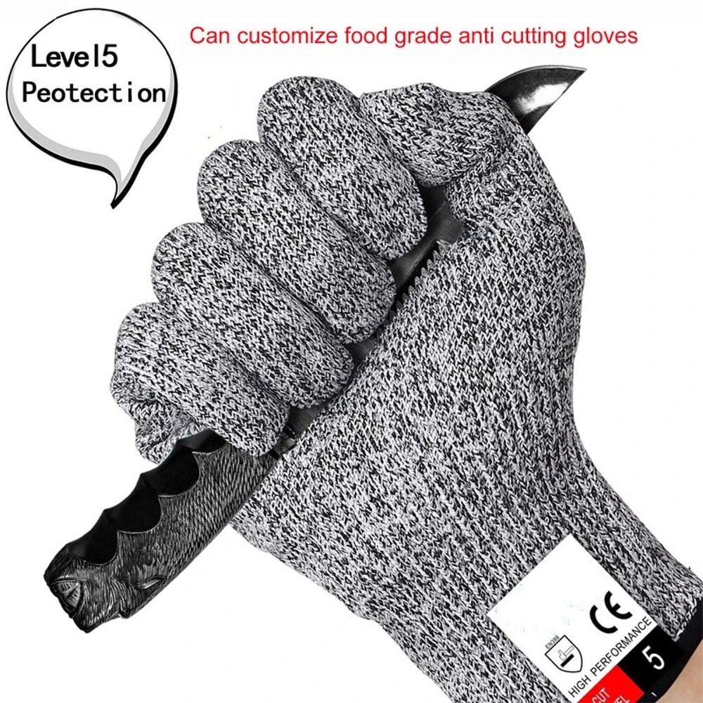 AntiCut Safety Work Gloves For Glass Cutting And Protection GreyBlack Pair 2