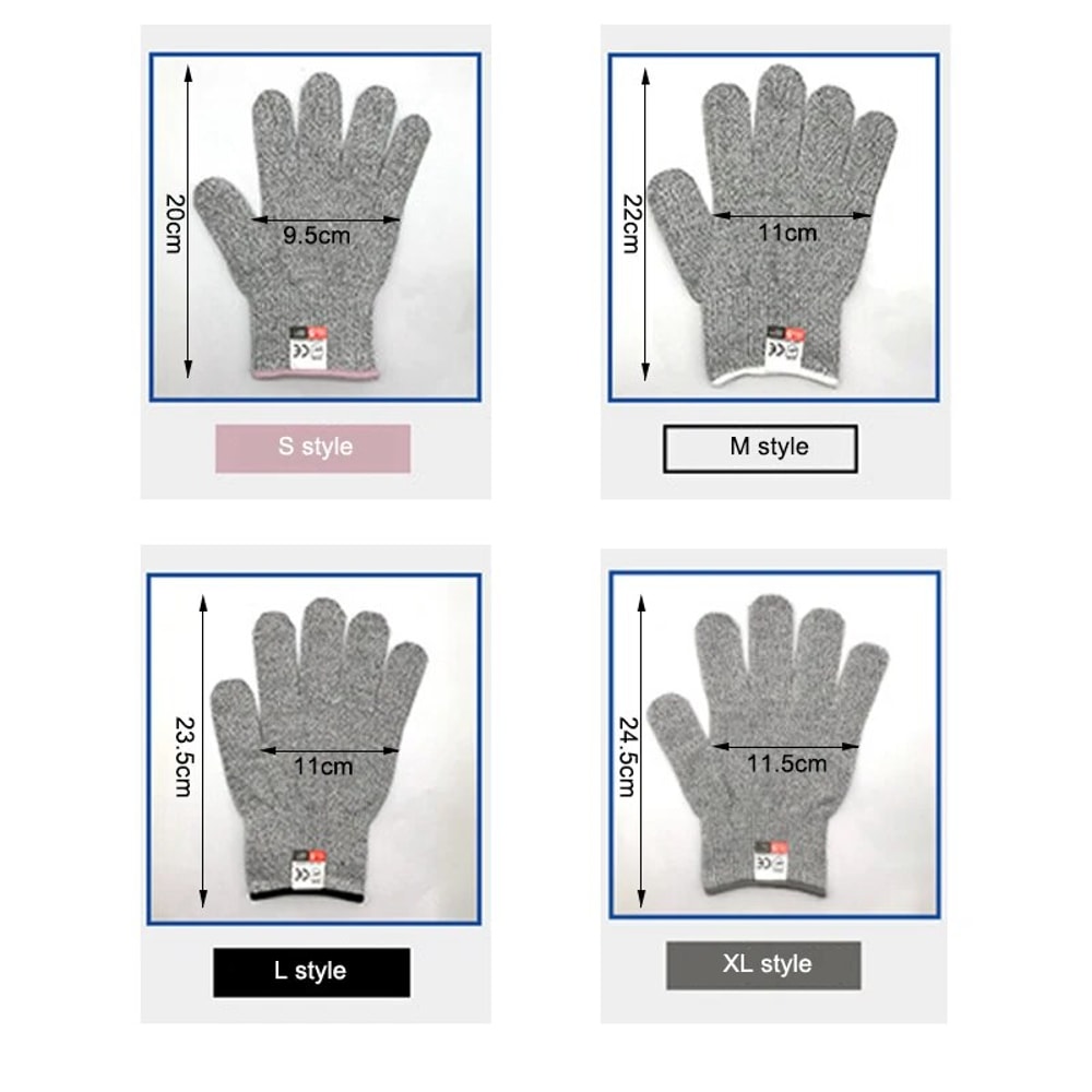 AntiCut Safety Work Gloves For Glass Cutting And Protection GreyBlack Pair 3