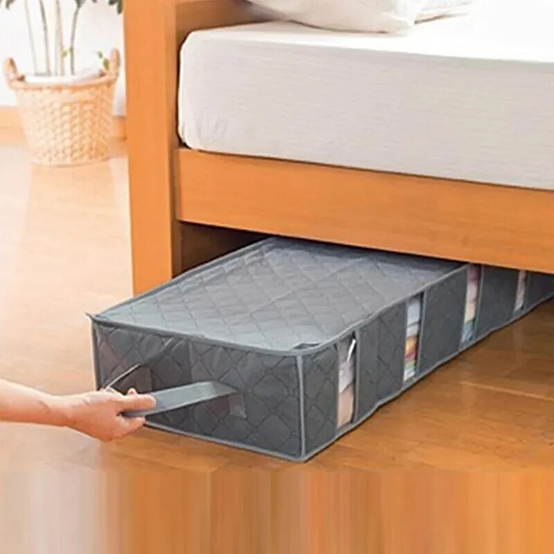 Foldable Underbed Storage Bag Large Adjustable Compartments For Organizing Blankets Shoes Sweaters 1