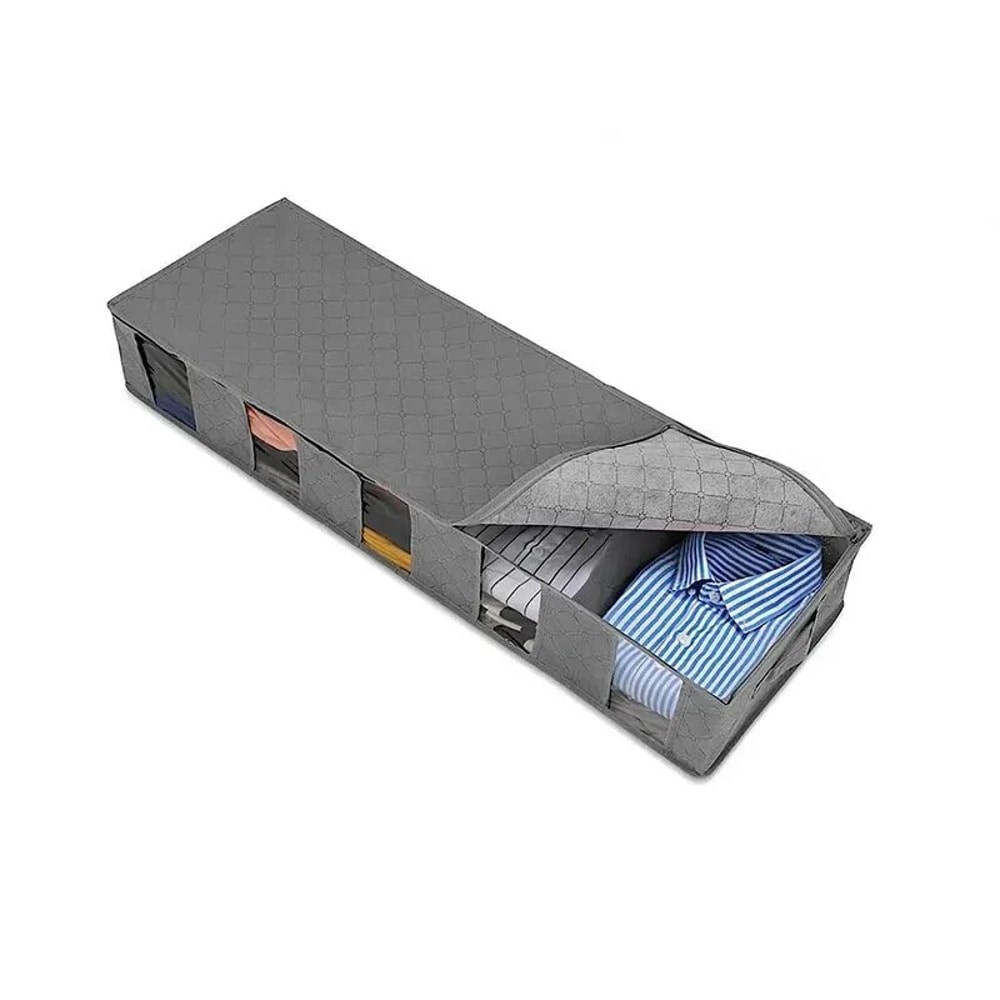 Foldable Underbed Storage Bag Large Adjustable Compartments For Organizing Blankets Shoes Sweaters 5