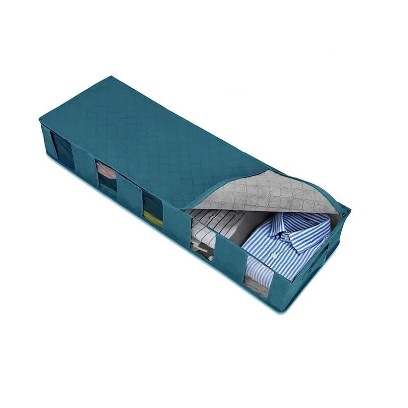 Foldable Underbed Storage Bag Large Adjustable Compartments For Organizing Blankets Shoes Sweaters 6
