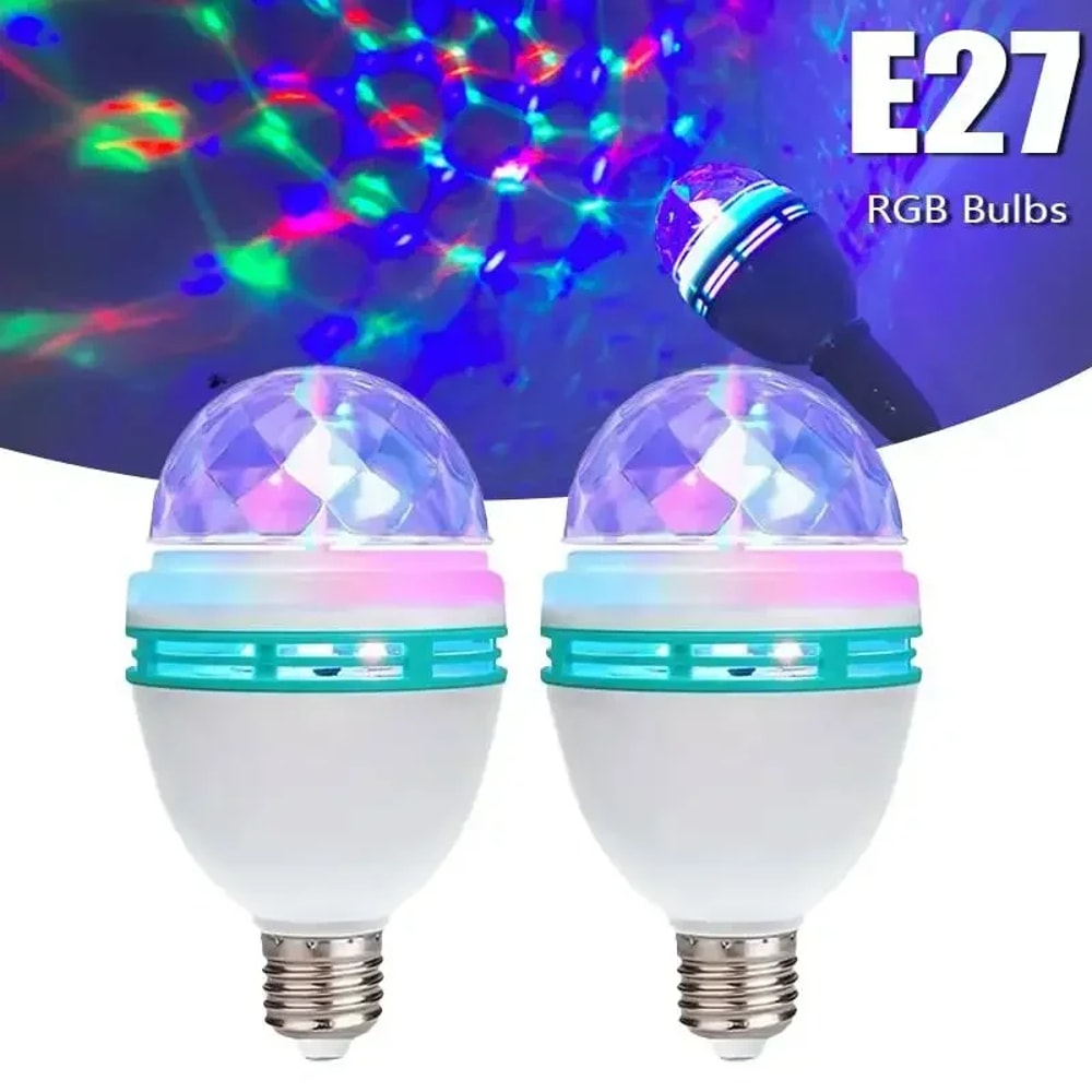 Rotating RGB Disco Light Bulb LED Party Lamp For Birthdays Halloween Christmas More 1