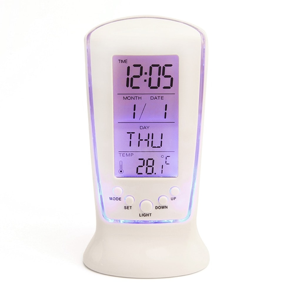 Mini LED Music Alarm Clock With Temperature Mute Feature Portable White Electronic Clock For Home 4