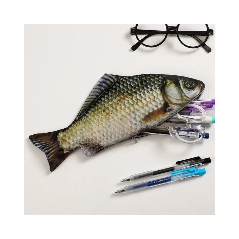 Creative Simulated Fish Pen Bag Quirky Crucian Carp Stationery Case 0