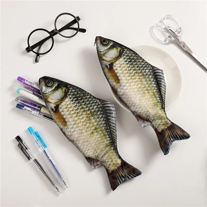 Creative Simulated Fish Pen Bag Quirky Crucian Carp Stationery Case 1