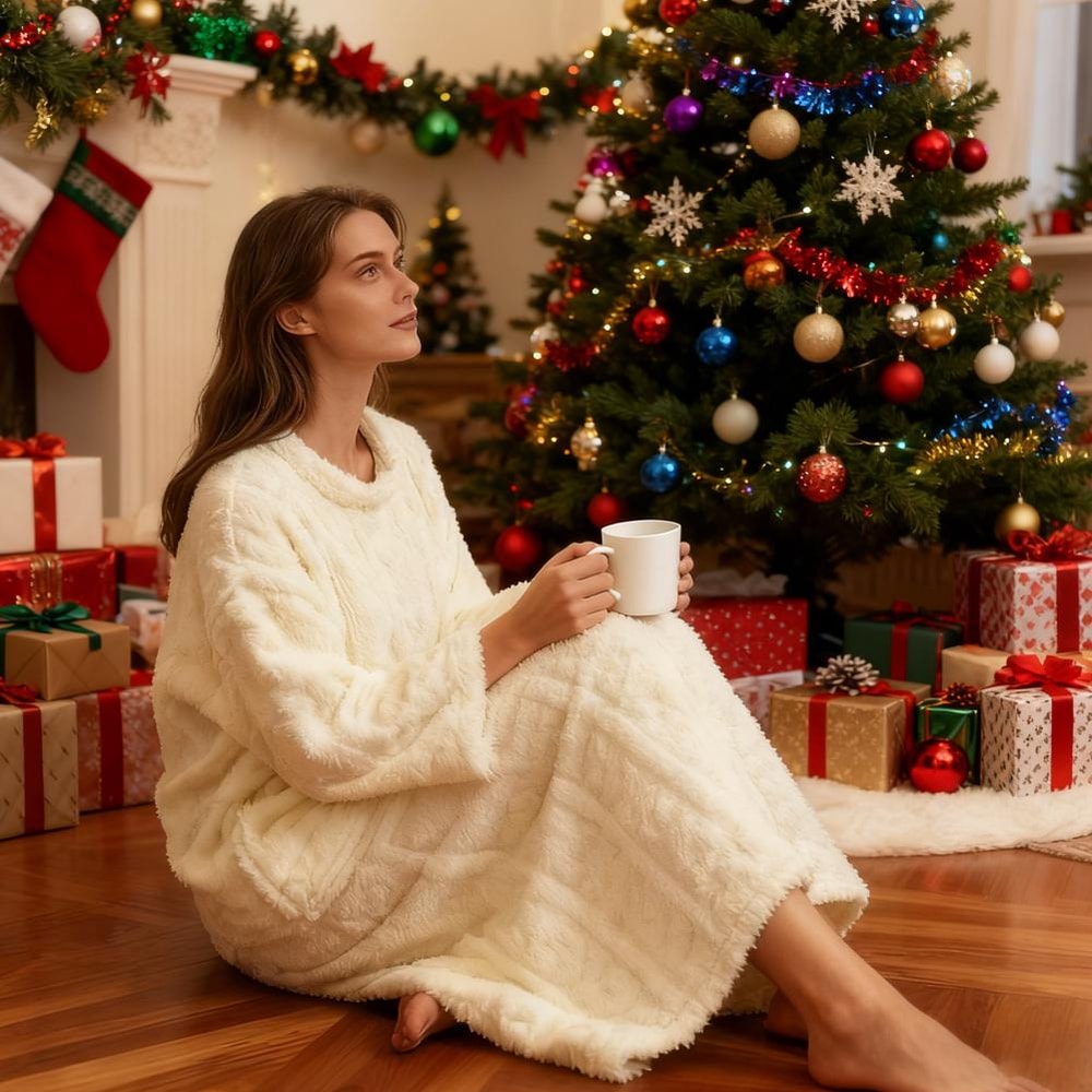 Soft Coral Velvet Warm Winter Nightgown For Women Long Sleeve Flannel Sleepwear 2