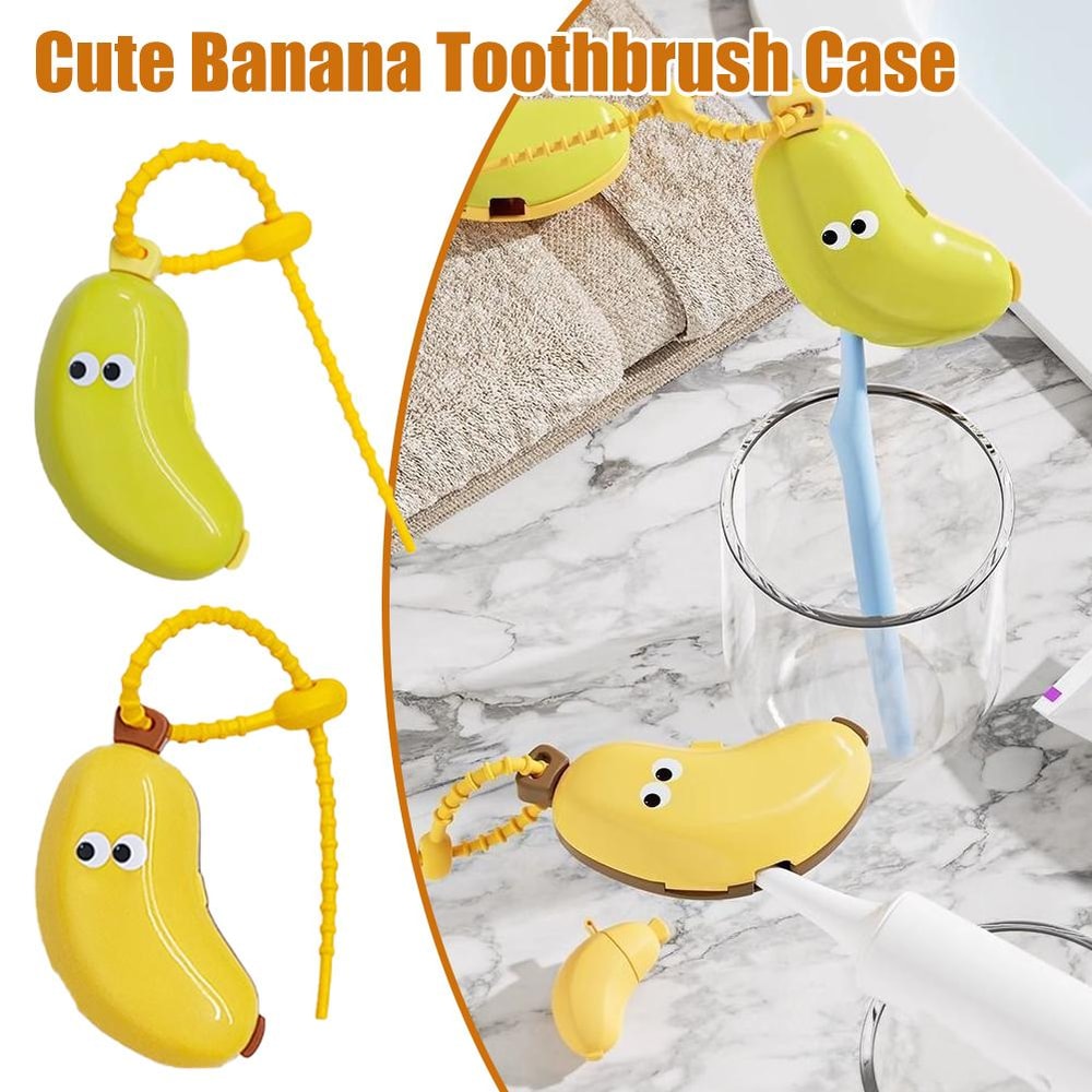 Portable Travel Toothbrush Cover With Toothpaste Storage Case Banana Shaped Toothbrush Protector B 1