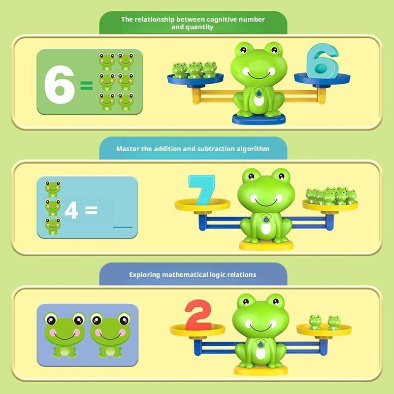 Interactive Frog Math Balance Scale Toy For Kids Number Learning Counting Educational Montessori T 2