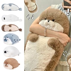 soft plush sea otter toy pillow – lifelike marine life stuffed seal doll for cuddles and birthday gifts
