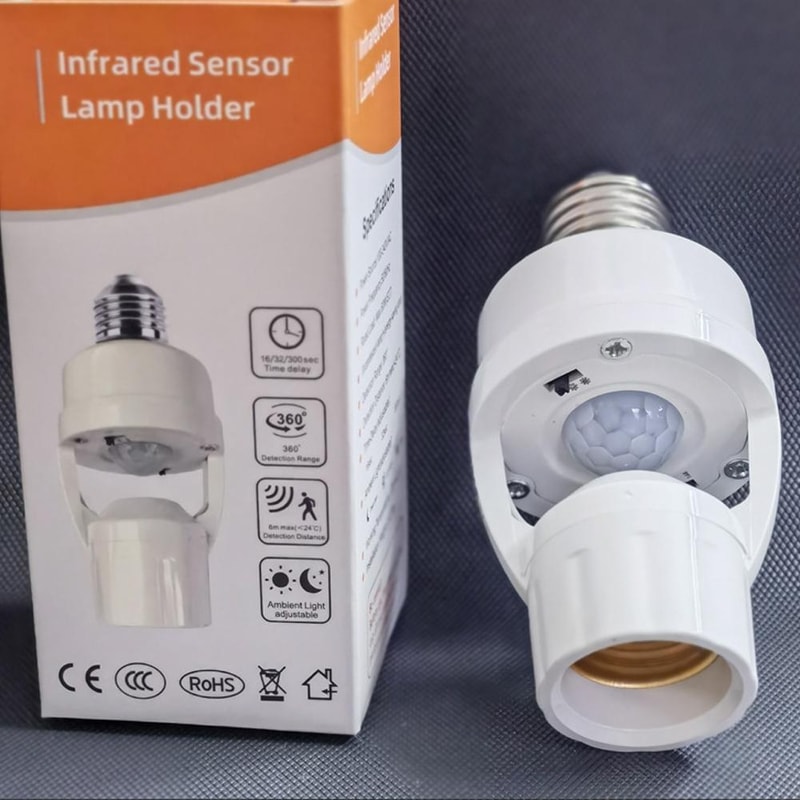 Smart PIR Motion Sensor Light Bulb Socket Adapter Auto OnOff Radar Induction Lamp Holder Adjustab 1