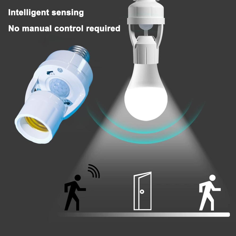 Smart PIR Motion Sensor Light Bulb Socket Adapter Auto OnOff Radar Induction Lamp Holder Adjustab 3