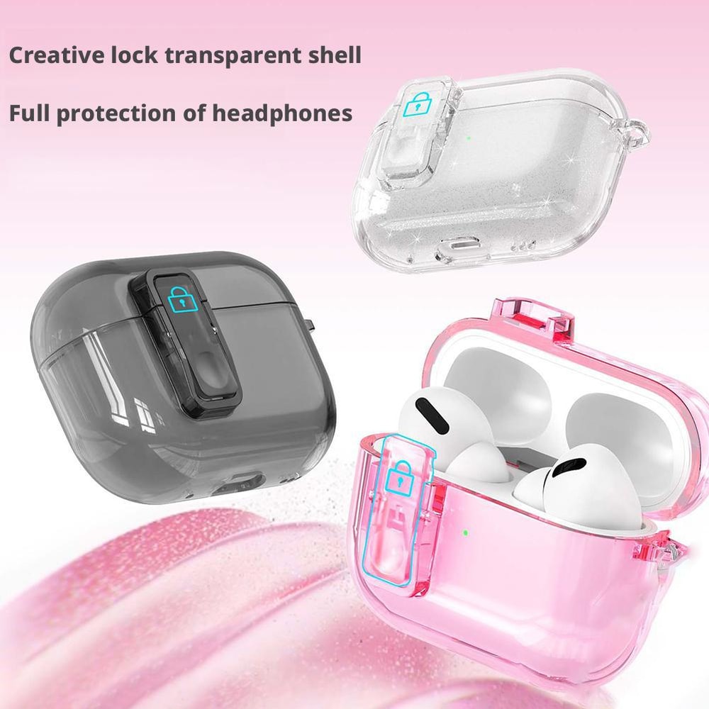 Clear Case For AirPods Pro Transparent Shockproof Earphone Cover With Secure Lock And Bluetooth He 1
