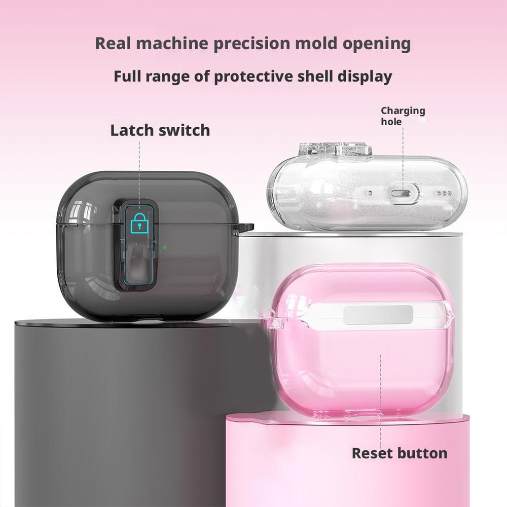 Clear Case For AirPods Pro Transparent Shockproof Earphone Cover With Secure Lock And Bluetooth He 2