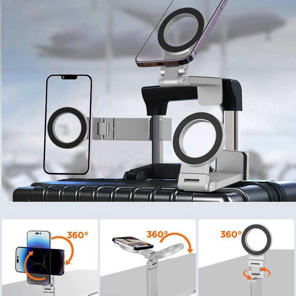 Magnetic Foldable Phone Stand MultiAxis Rotatable ABS Holder For Travel Desk And Airplane Use 2