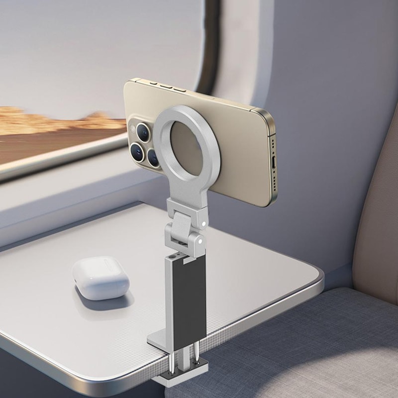 Magnetic Foldable Phone Stand MultiAxis Rotatable ABS Holder For Travel Desk And Airplane Use 3