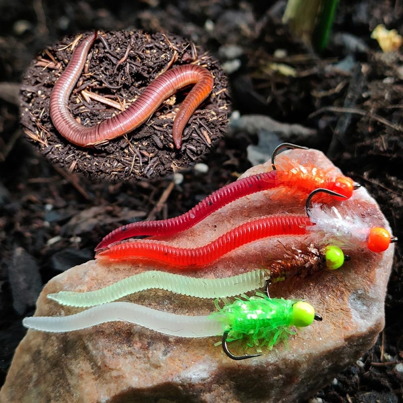 Luminous Soft Worm Fishing Lures Glowing Simulated Earthworms For Rainbow Trout Catfish And Fly Fi 1