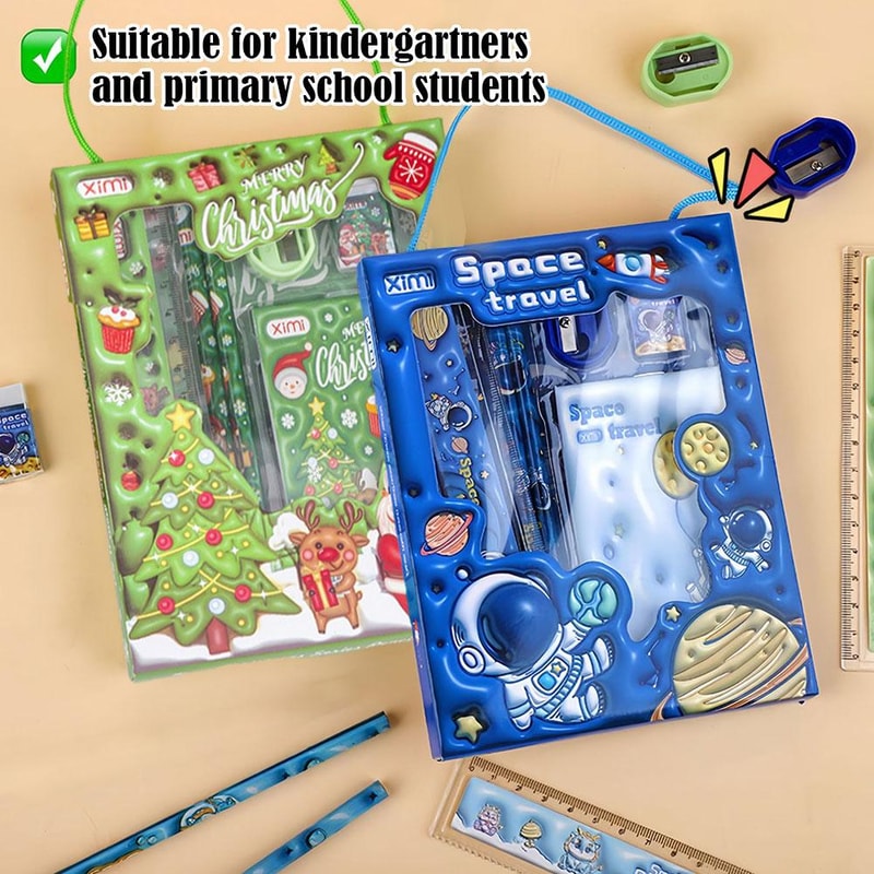 Cartoon Kids Stationery Set With Pencil Case Pencils And Erasers Perfect School Supplies Gift Box 2