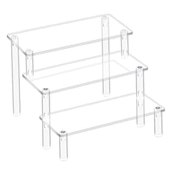 acrylic display rack for cupcakes, perfume, dolls & more – transparent trapezoidal storage shelf