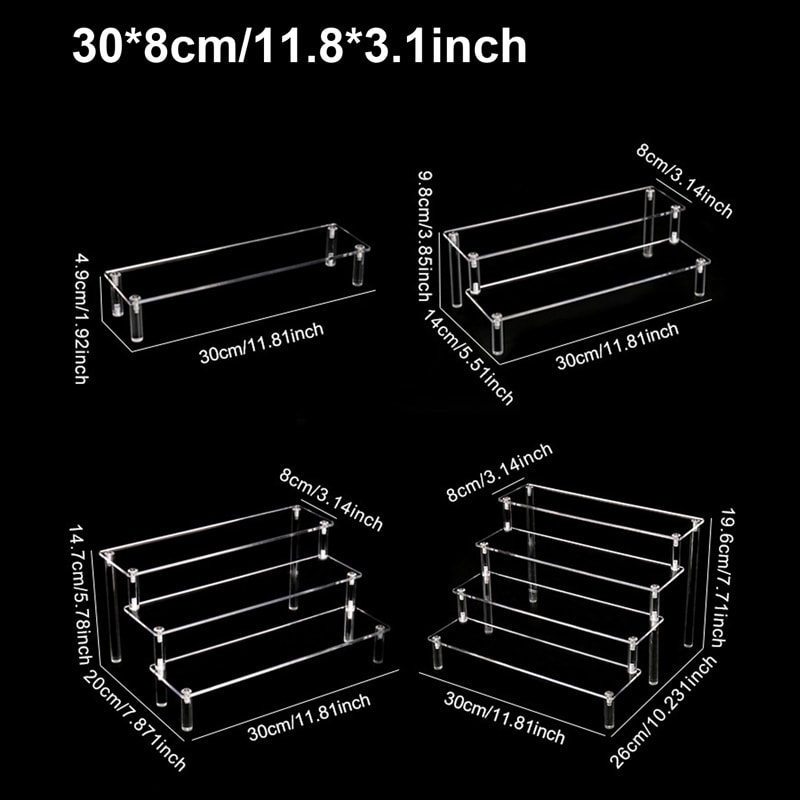 Acrylic Display Rack For Cupcakes Perfume Dolls More Transparent Trapezoidal Storage Shelf 1