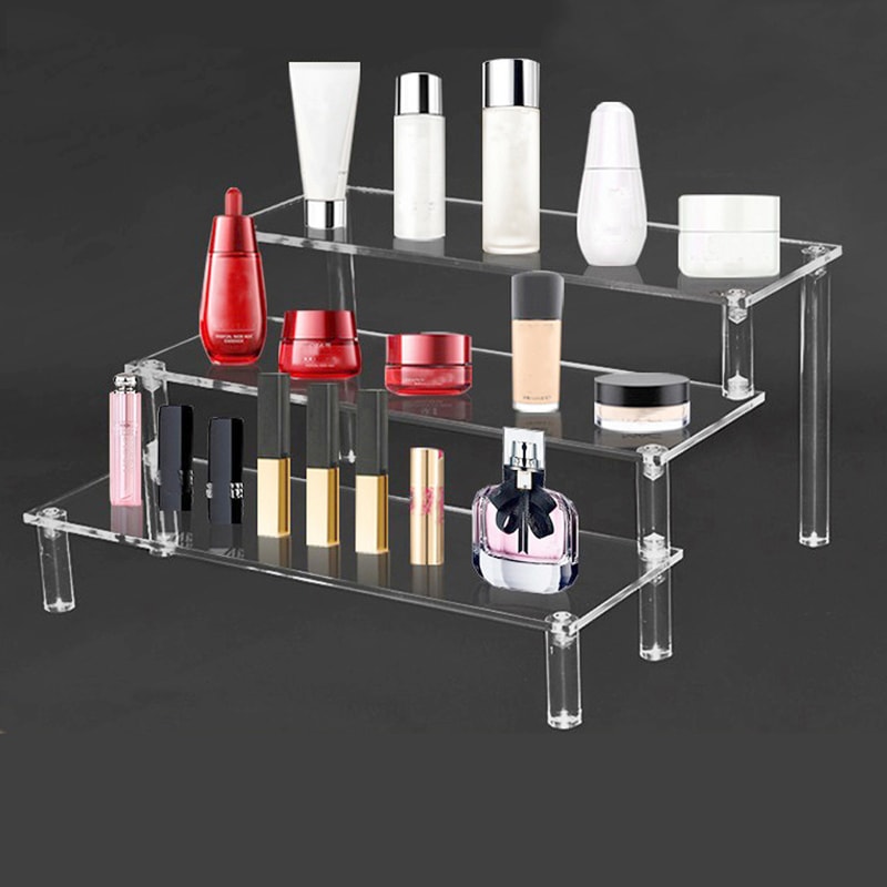 Acrylic Display Rack For Cupcakes Perfume Dolls More Transparent Trapezoidal Storage Shelf 4