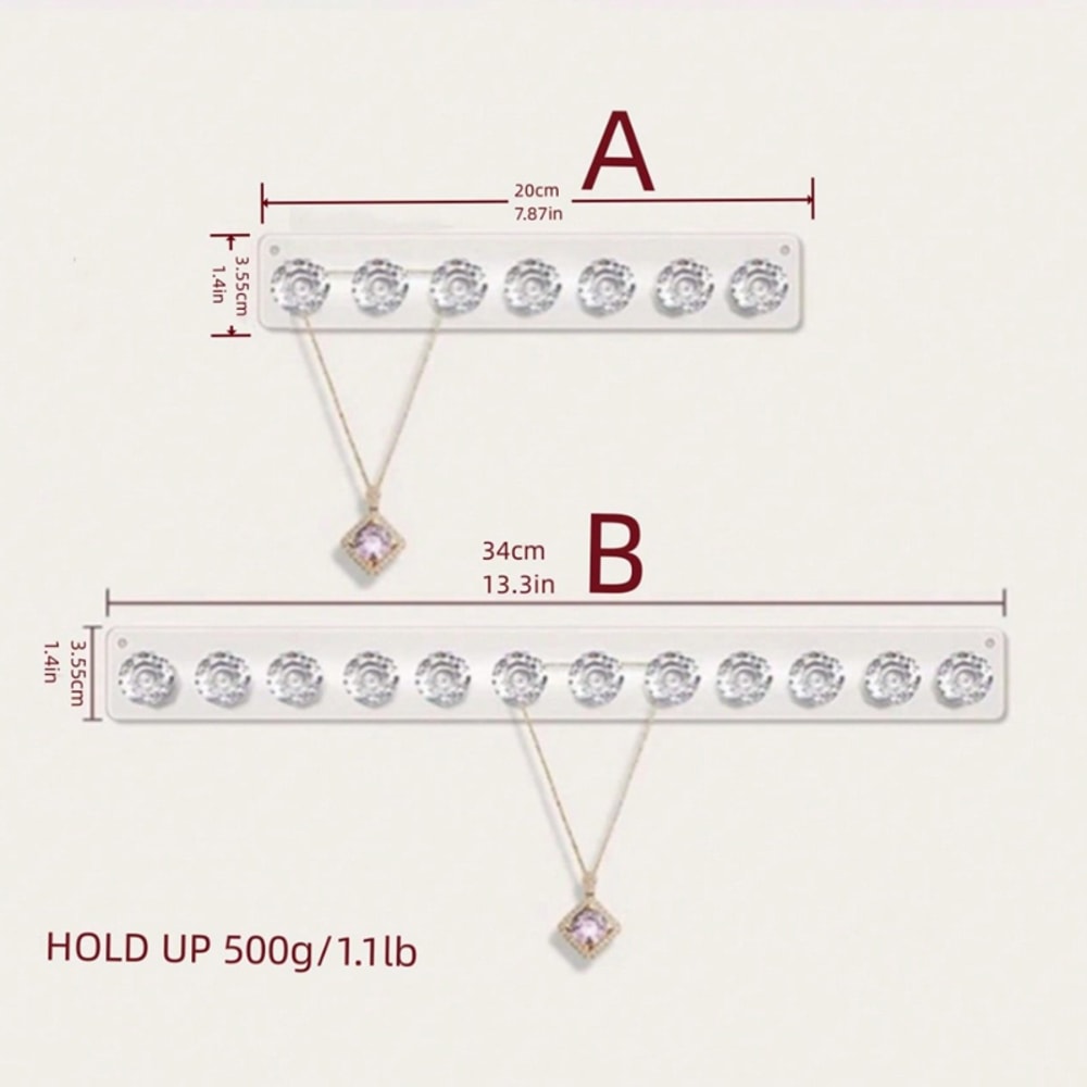 Wall Mounted Necklace Organizer Acrylic Jewelry Holder With Crystal Ball Knobs For Necklaces Brace 3