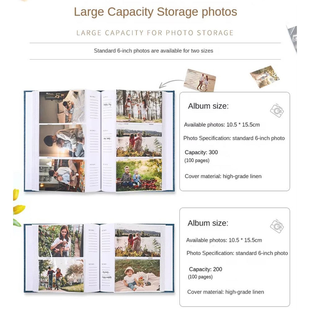 Linen Cloth Photo Storage Album Writable Children Growth Keepsake 1