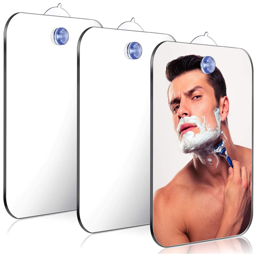 Acrylic FogFree Bathroom Shower Mirror With Wall Suction Portable Shaving Makeup Mirror 0