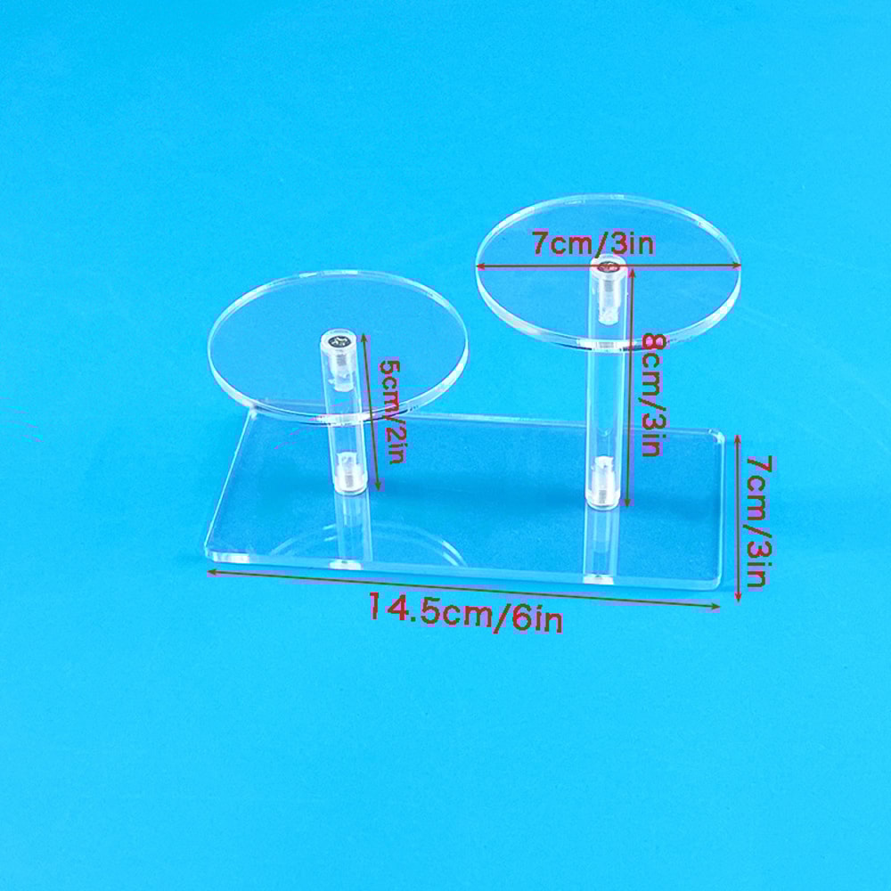 Transparent Round Acrylic Display Stand With Rectangular Base For Perfume Dolls Jewelry And Cosmeti 3
