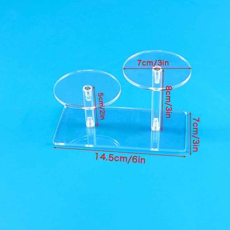 Transparent Round Acrylic Display Stand With Rectangular Base For Perfume Dolls Jewelry And Cosmeti 3