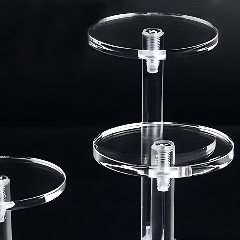 Transparent Round Acrylic Display Stand With Rectangular Base For Perfume Dolls Jewelry And Cosmeti 2