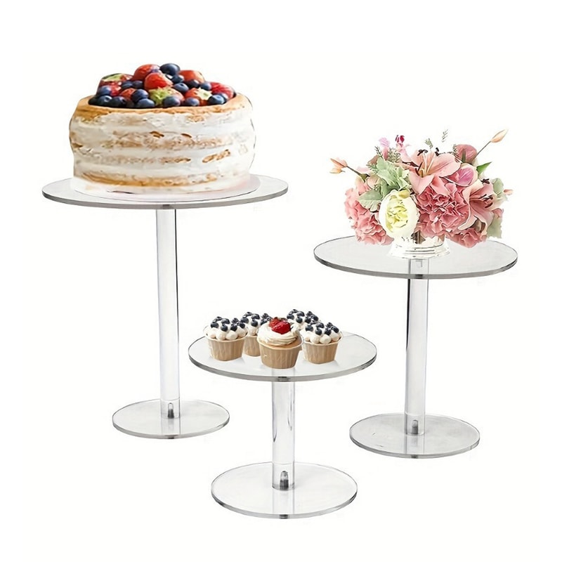 Elegant Transparent Acrylic Round Cake Stand For Desserts Cupcakes And Pastry Displays Perfect For 0