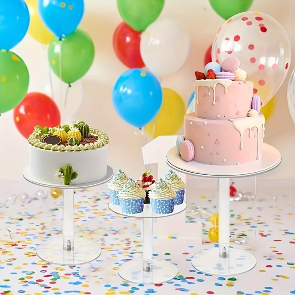 Elegant Transparent Acrylic Round Cake Stand For Desserts Cupcakes And Pastry Displays Perfect For 1