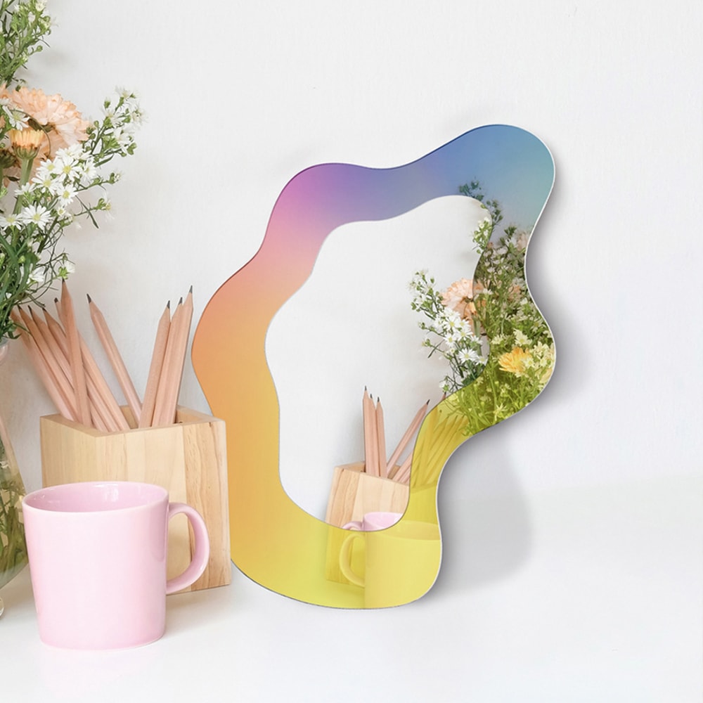 Colorful Acrylic Decorative Mirror For Home Decor Stylish Tabletop Wall Mirror For Girls Makeup A 0