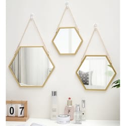 hexagon shape decorative mirror for wall – elegant hanging bathroom & bedroom cosmetic mirror