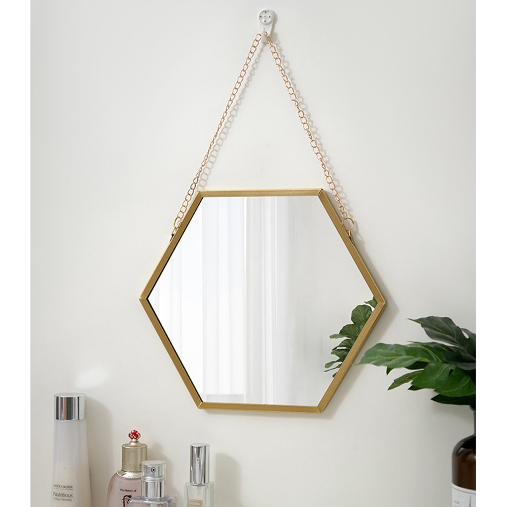 Hexagon Shape Decorative Mirror For Wall Elegant Hanging Bathroom Bedroom Cosmetic Mirror 1