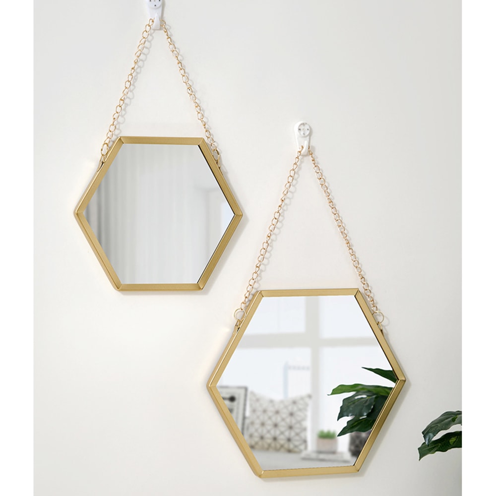 Hexagon Shape Decorative Mirror For Wall Elegant Hanging Bathroom Bedroom Cosmetic Mirror 2