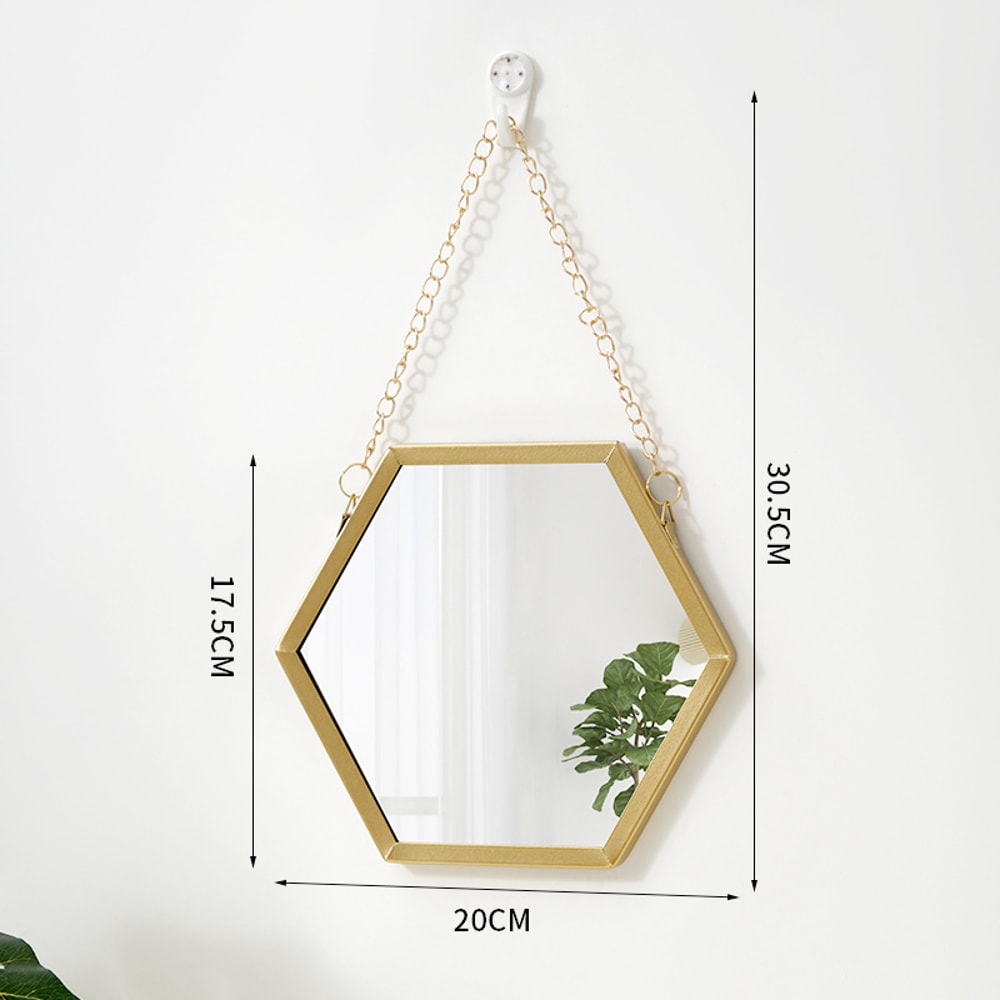 Hexagon Shape Decorative Mirror For Wall Elegant Hanging Bathroom Bedroom Cosmetic Mirror 4