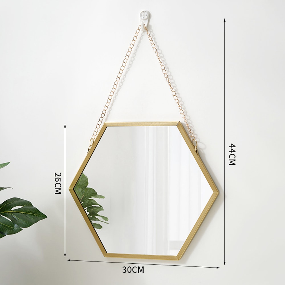 Hexagon Shape Decorative Mirror For Wall Elegant Hanging Bathroom Bedroom Cosmetic Mirror 6