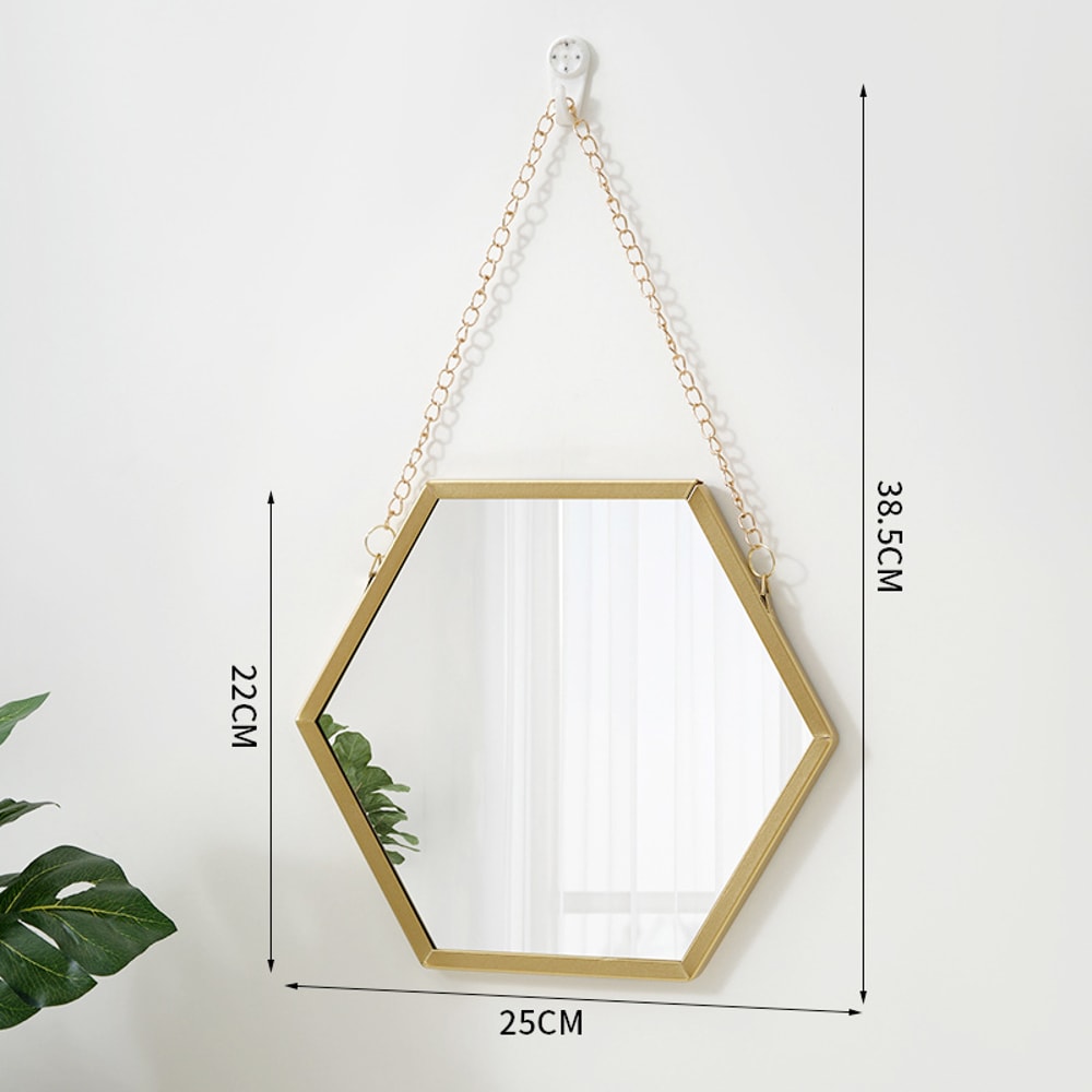 Hexagon Shape Decorative Mirror For Wall Elegant Hanging Bathroom Bedroom Cosmetic Mirror 5
