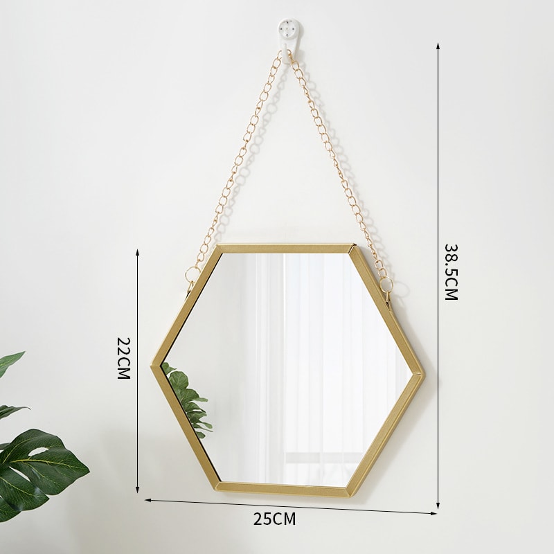 Hexagon Shape Decorative Mirror For Wall Elegant Hanging Bathroom Bedroom Cosmetic Mirror 5
