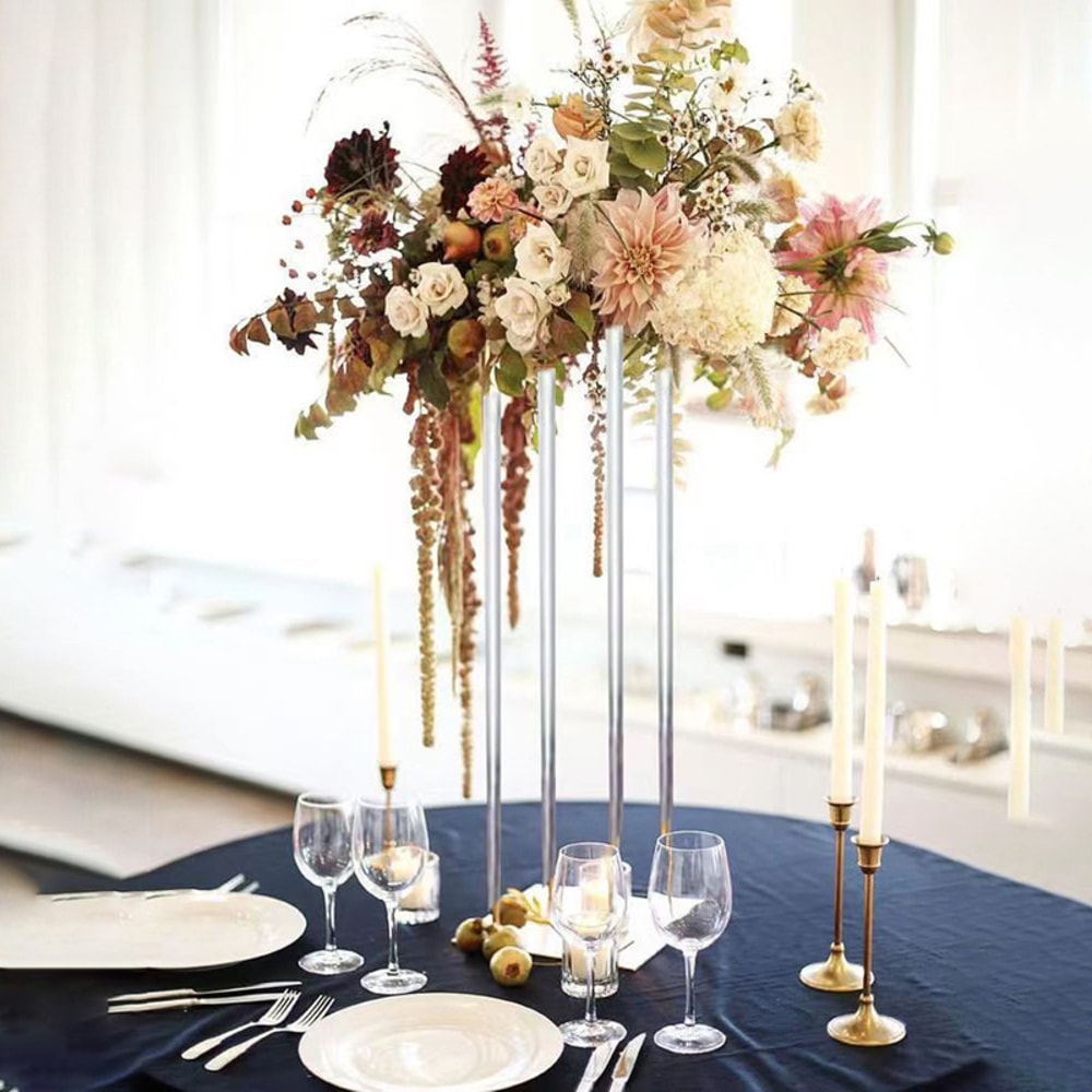 Acrylic Vase Flower Stands Set Clear Geometric Column Rack For Wedding Home Decor 2