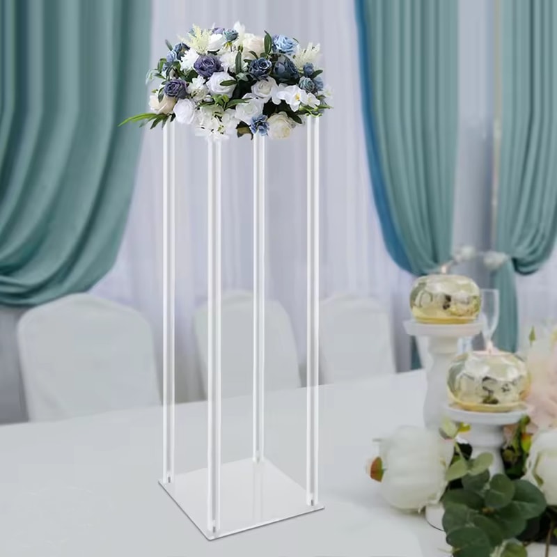 Acrylic Vase Flower Stands Set Clear Geometric Column Rack For Wedding Home Decor 3