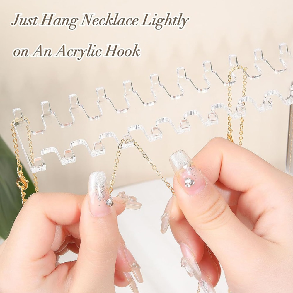 Acrylic Jewelry Organizer Stand Necklace Earring Bracelet Display Rack For Countertop Storage 2