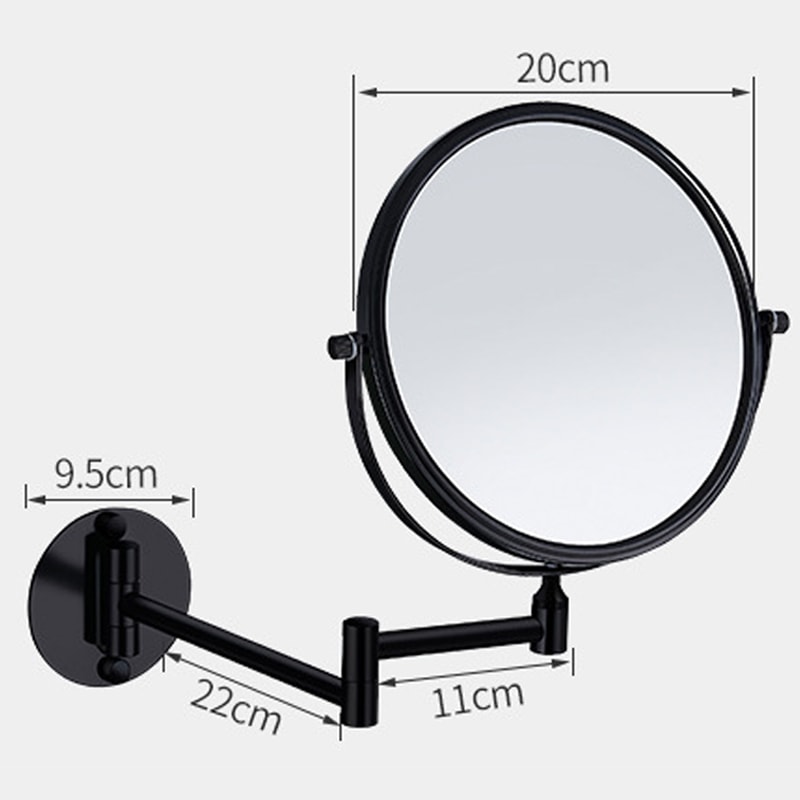 GoldBlack Frame DoubleSided Circular Mirror With Rotation Retractable Bathroom Wall Mirror 3